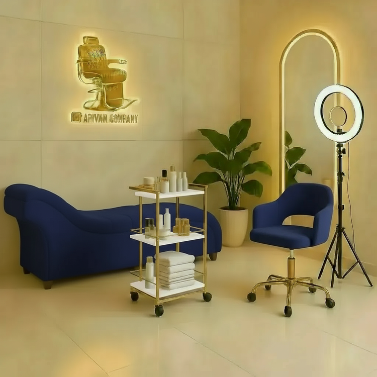 پکیج VIP زیبایی – تخت مژه،صندلی،آینه،ترولی و رینگلایت (پکیج اقتصادی)