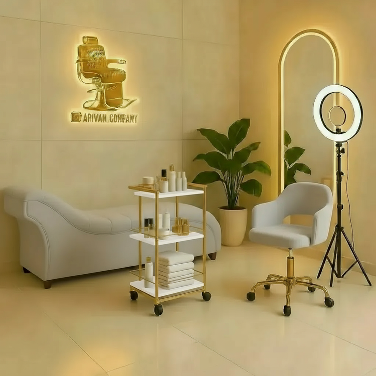 پکیج VIP زیبایی – تخت مژه،صندلی،آینه،ترولی و رینگلایت (پکیج اقتصادی)