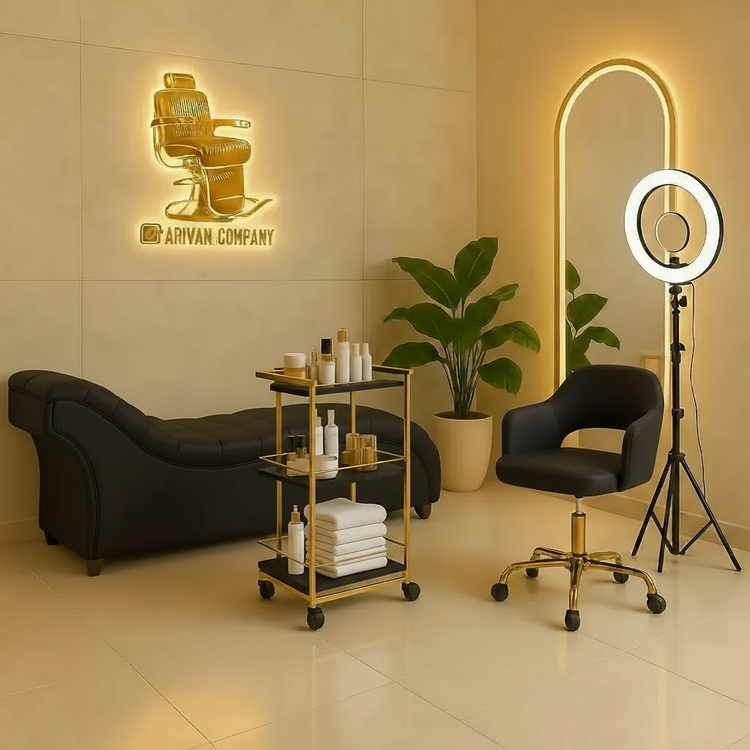 پکیج VIP زیبایی – تخت مژه،صندلی،آینه،ترولی و رینگلایت (پکیج اقتصادی)
